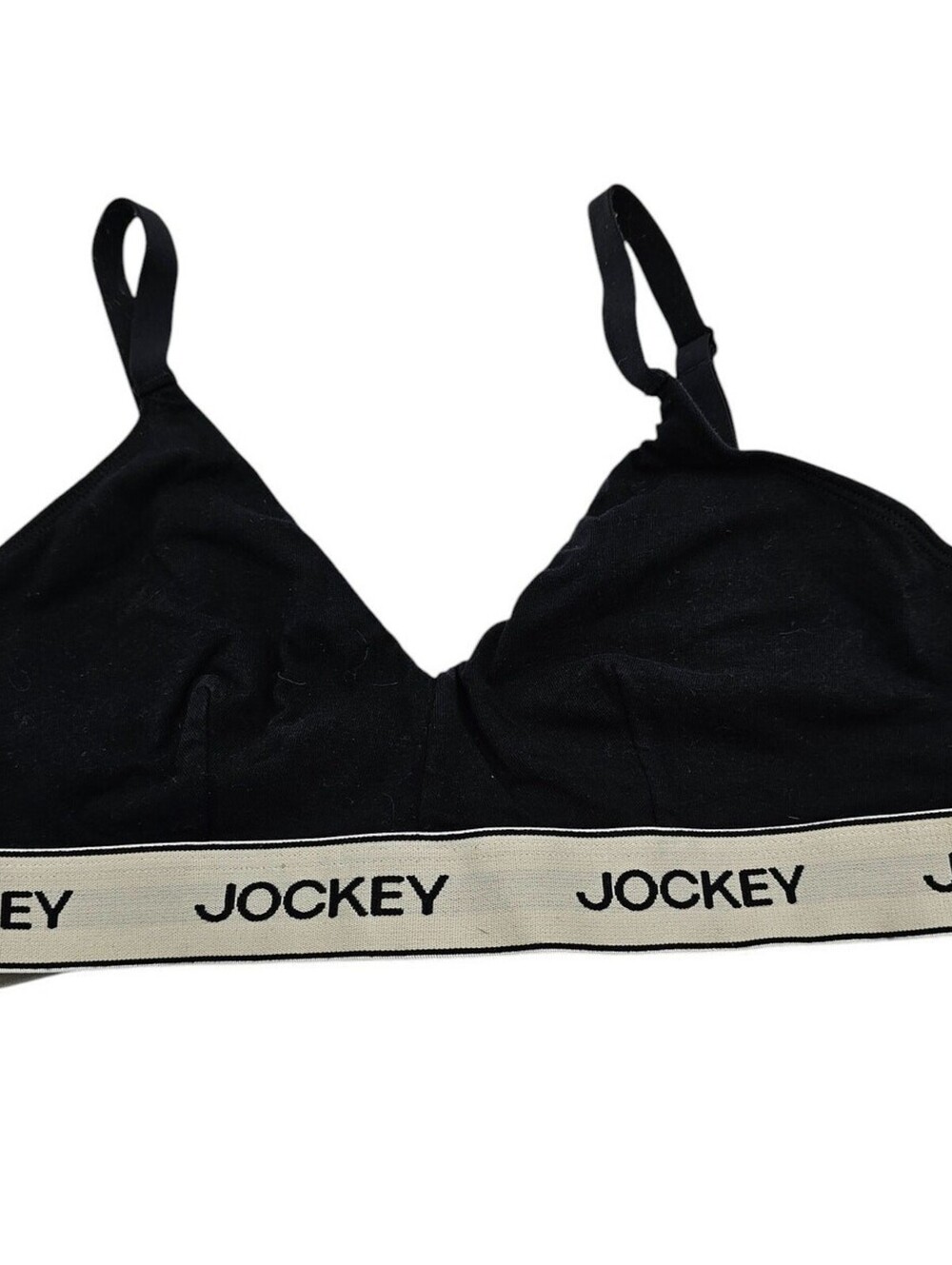 Vintage 1990s Jockey Womens Sz S Triangle Cotton T Shirt Bra Black White